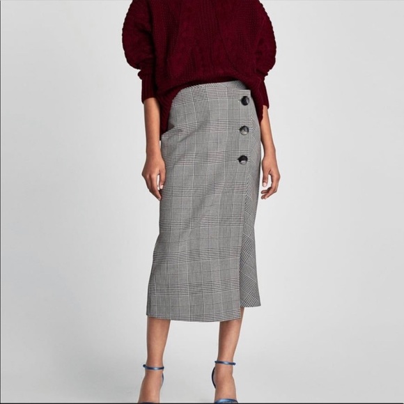 Zara Dresses & Skirts - Zara plaid wrap skirt